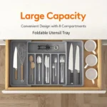 Silverware Drawer Organizer, Adjustable Expandable Utensil Tray, Plastic Cutlery Storage for Flatware, Knives, Spoons, Gadgets 2