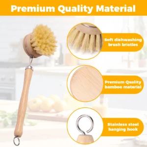 Bamboo Dish Brush Set 5 Pack 1