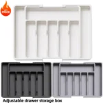 Silverware Drawer Organizer, Adjustable Expandable Utensil Tray, Plastic Cutlery Storage for Flatware, Knives, Spoons, Gadgets 1