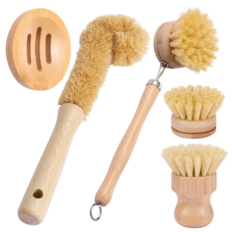 Bamboo Dish Brush Set 5 Pack 2