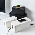 Cable Storage Box Power Board Wire Management Socket Strip Wire Case Dust Charger Socket Organizer Network Bin Charger 4